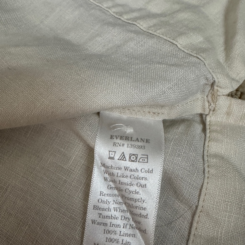 Everlane Cream Short Sleeve Button-Front Linen Shirt - Picture 5 of 5